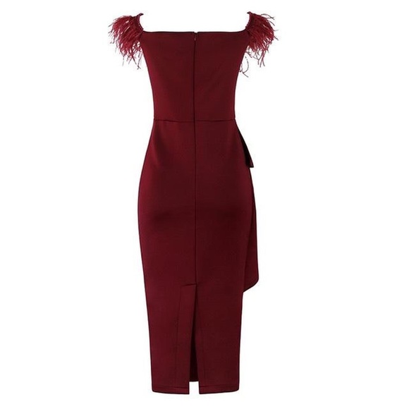 Burgundy dress Sexy Bodycon Dress Party Club Party Club Celebrity Elegant Clothi - Picture 2 of 8